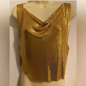 Forever 21 Metallic Gold Chainmail Top M/L New with tags